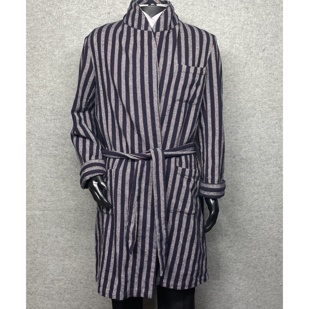 Vtg Selfridges London Mens 107cm 42" Wool Robe Multi Colored Vertical Stripes